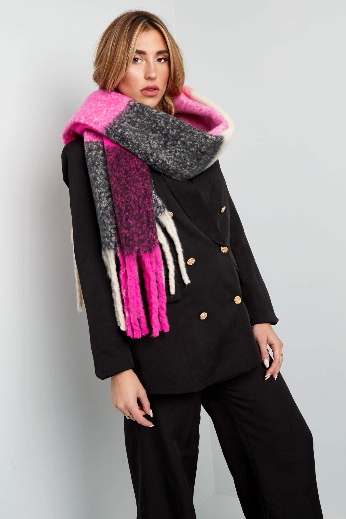 Sjaal ombre multi - zwart roze h5 Afbeelding2